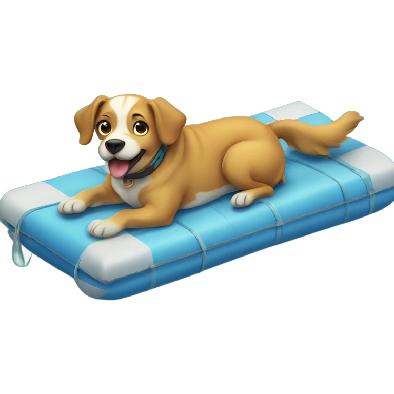 Dog on a raft in the ocean  emoji