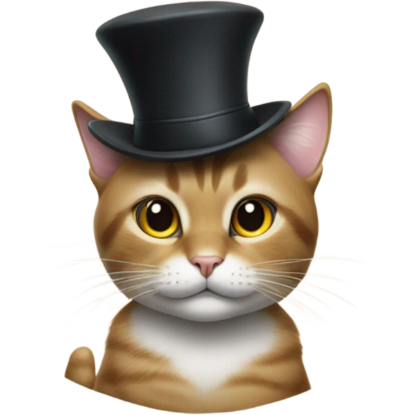 Cat using iphone with hat on head emoji