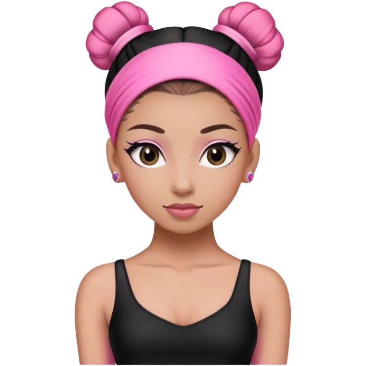 a dancer in a black and pink outfit with a sleek bun tied with a pink hairband." emoji