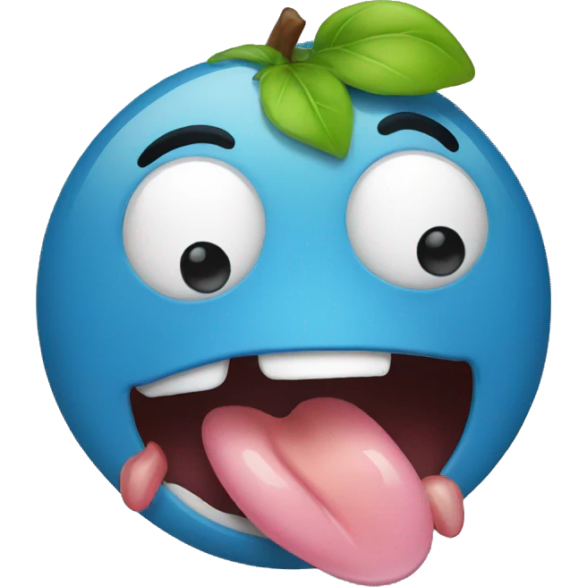 Blue emoji licking emoji
