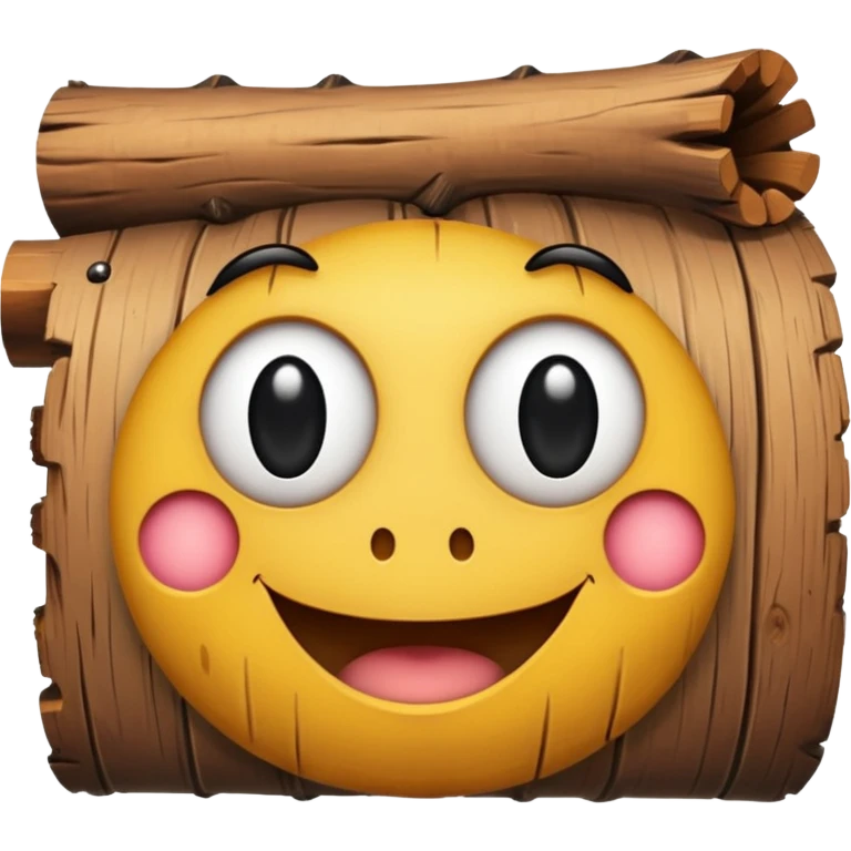 a log emoji. the top of the log is a smiley face with two small dots for eyes and a large U shape for the mouth. emoji