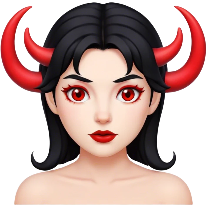 Goddess with black hair and red horns emoji
