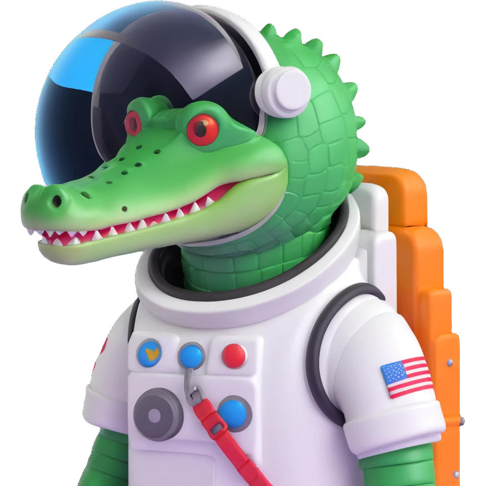 crocodile astronaut with helmet emoji