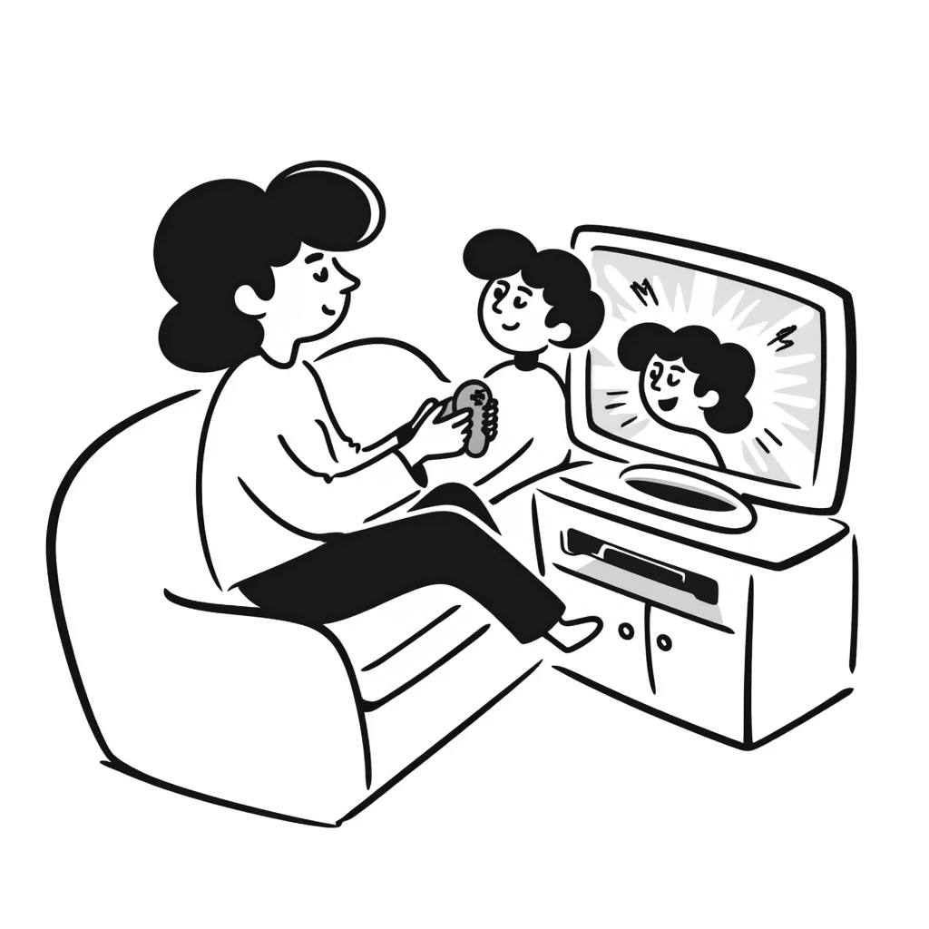A person plays with the GameCube on tv with friends, sitting in the couch emoji