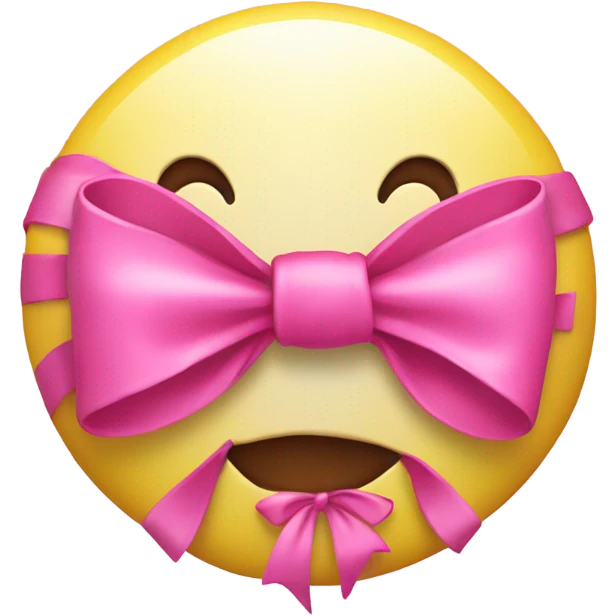 shiny pink bow on yellow emoji  emoji