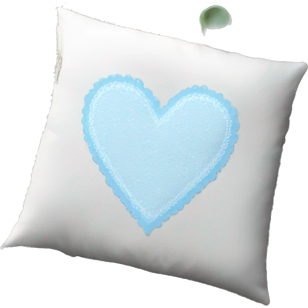 White heart shaped pillow with baby blue lace  emoji