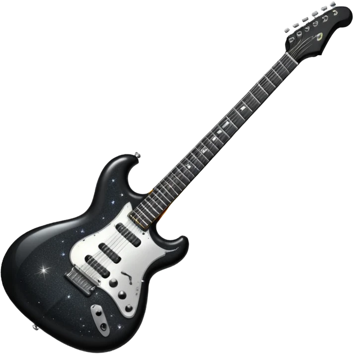 a very sparkly black electric guitar emoji