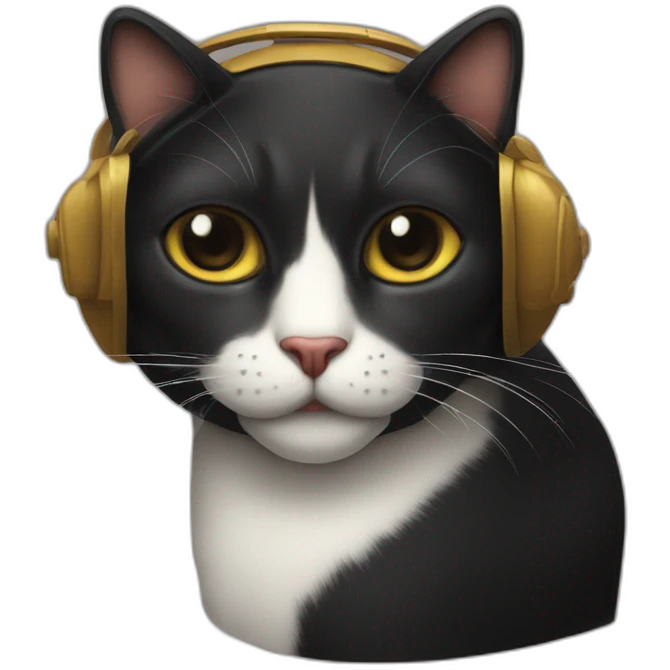 Gato negro con casco mobero emoji
