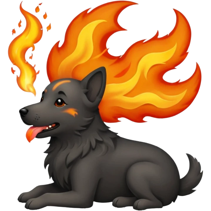 Dog that ate a fire-hot wing breathing fire emoji