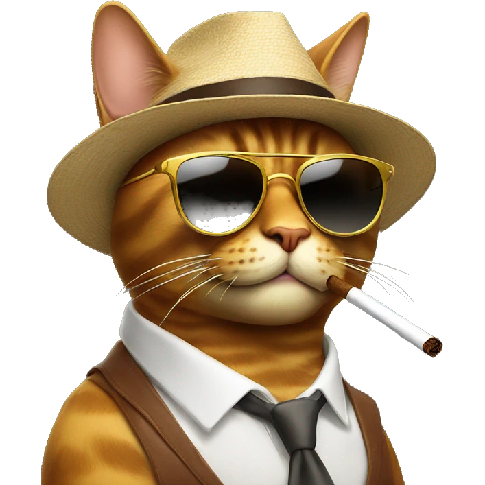 Cool cat wearing sunshades and smoking a cigar emoji
