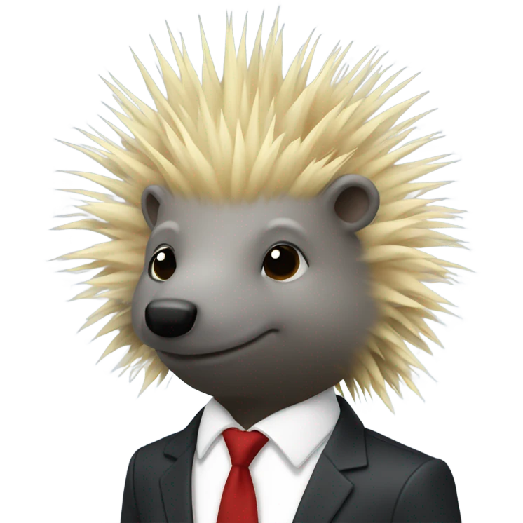 Porcupine in a suit with a blonde toupee  emoji