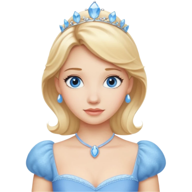 Cinderella with blonde hair, blue eyes, light blue outfit emoji
