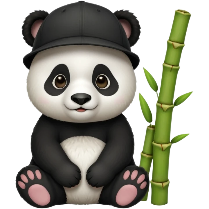 panda wearing cap with bamboo emoji