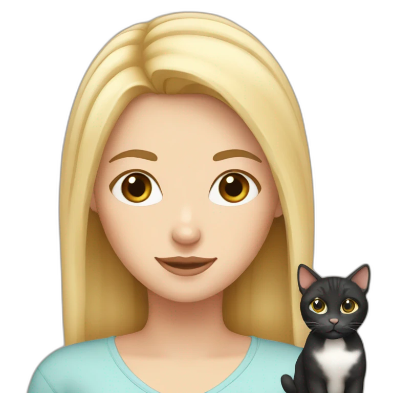 Blond white girl with 2 cats  one brown and one black emoji