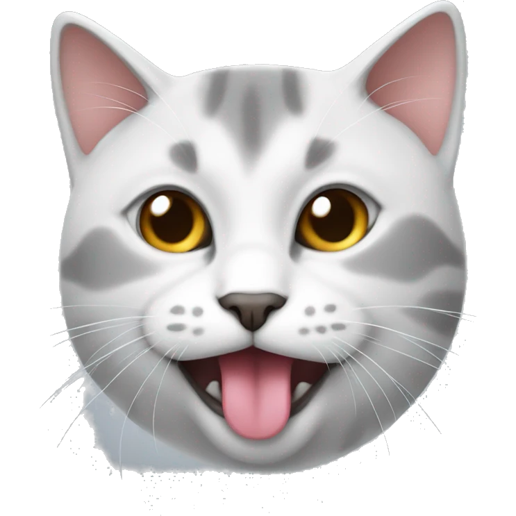 white-gray cat with tongue  emoji