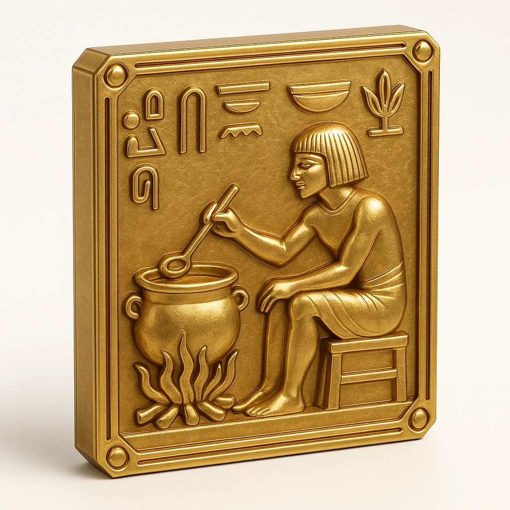 ancient Egyptian cooking scene in hieroglyphic style emoji