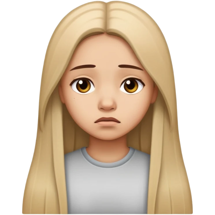 Girl showing sadness, light skin tone, long straight hair emoji