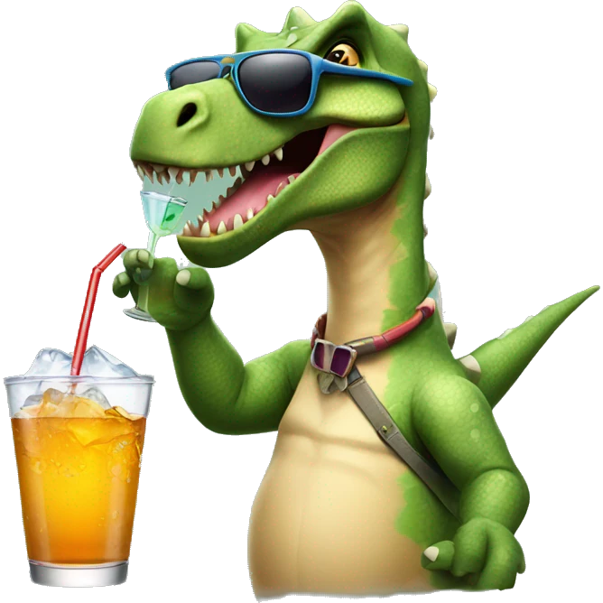Dinosaur with a drink with a Palm and sunglasses  emoji