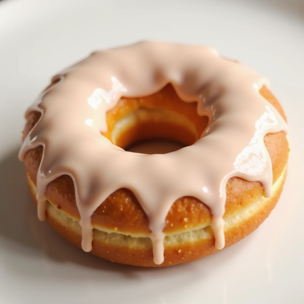 realistic glazed donut, soft lighting, appetizing, plain glazed with glossy finish, on white background emoji