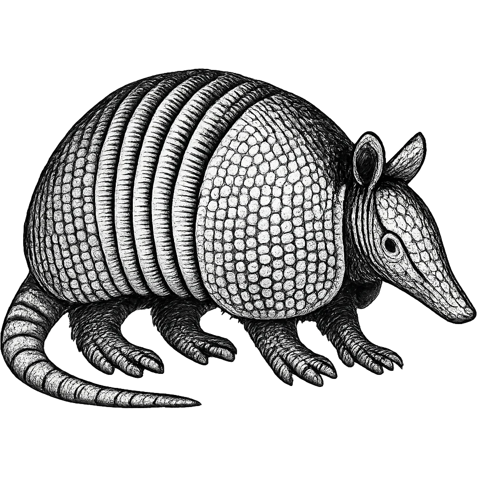 black and white armadillo, no color emoji