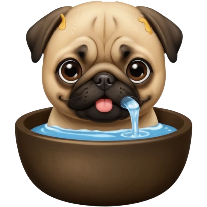 Pug Drinking some water emoji