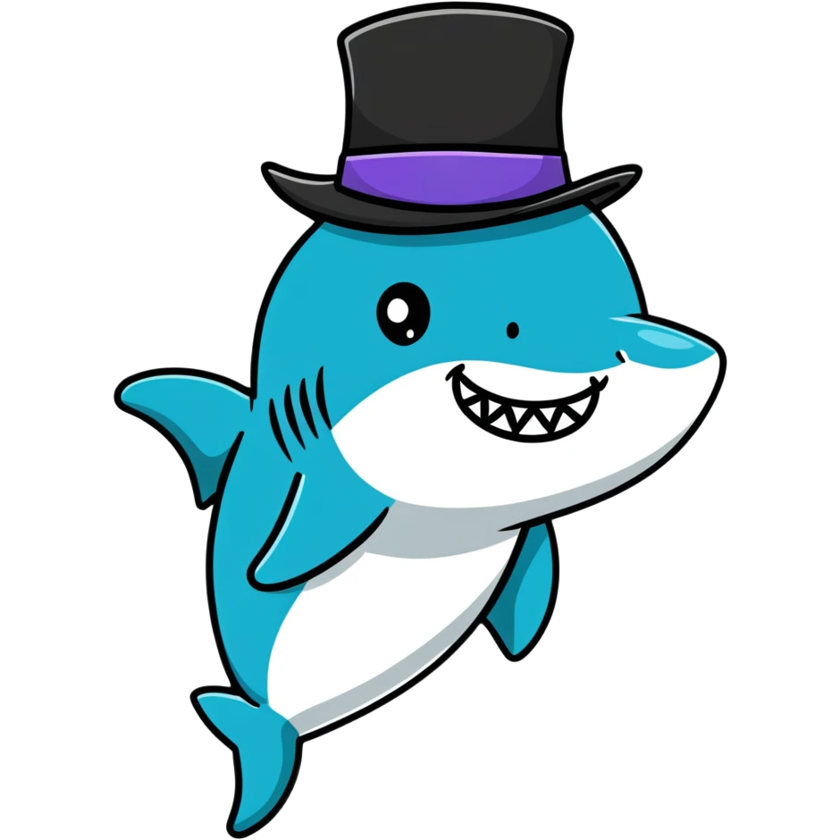 Shark with a top hat emoji