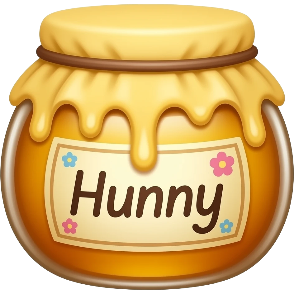 Cute Honey Pot that says Hunnyin cute font in the front emoji