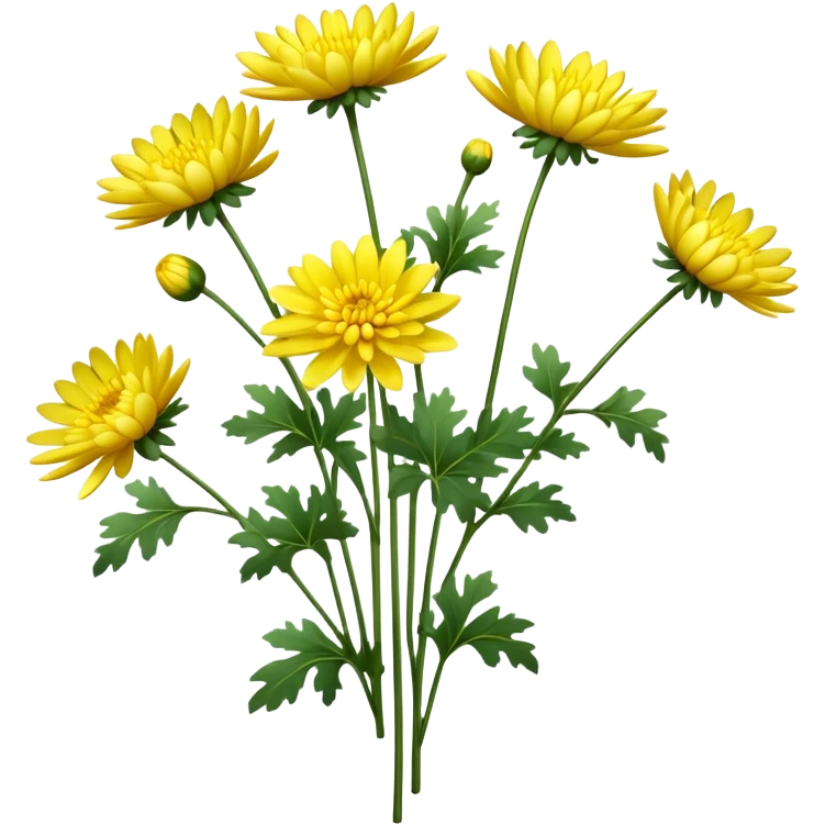 single Bright Yellow Chrysanthemum, straight stem emoji