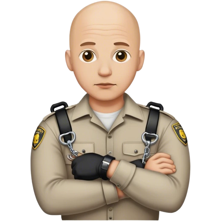 Bald man in hand cuffs emoji