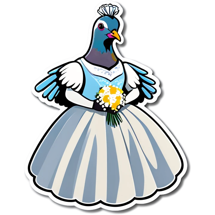 pigeon wedding one wearing a wedding dress emoji