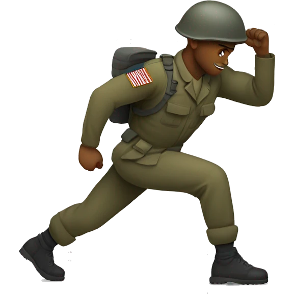 Soldier doing push-ups with smoke around emoji