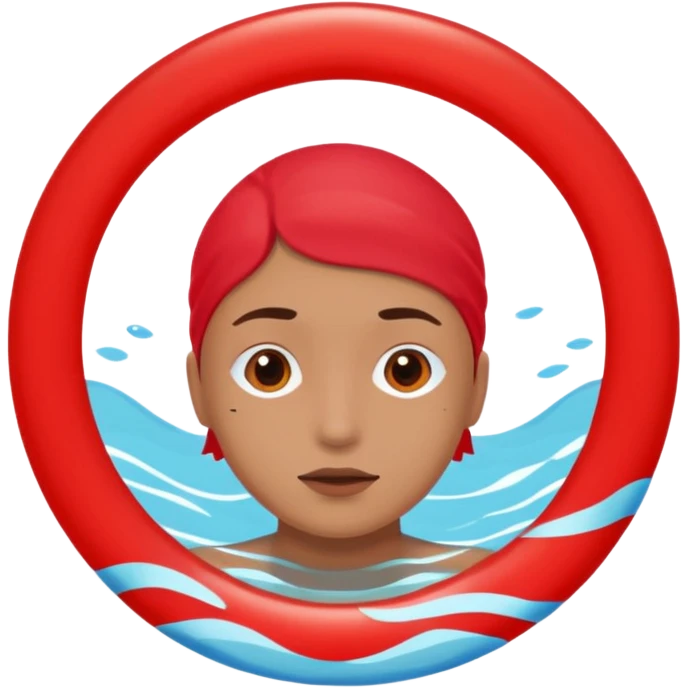 кружок красный в нем человек занимается плаваньем emoji