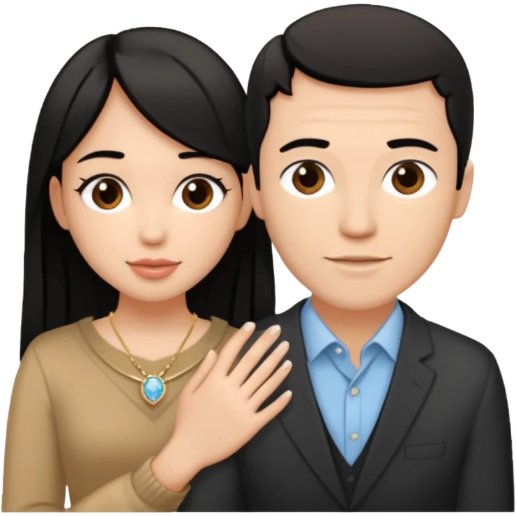 George Floyd make a proposal to a thin pale black haired girl emoji