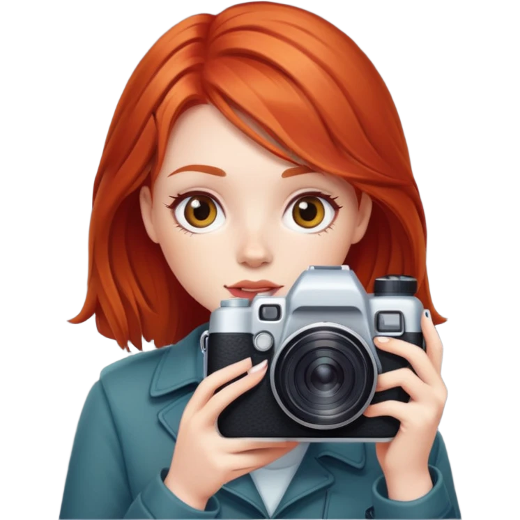 Red head girl with a camera emoji