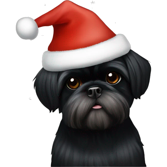 ALL BLACK SHIH TZU CHRISTMAS HAT emoji
