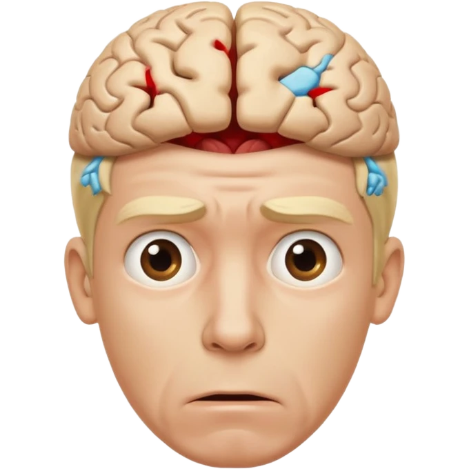 a worried blond man that dont know what to do and with the brain out of your opened head emoji