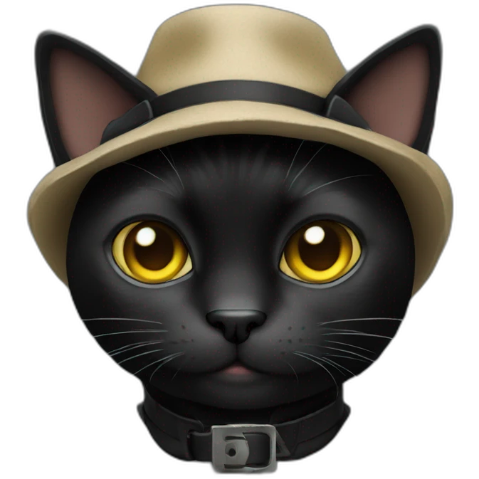 A small black cat dressed as a bank robber. emoji