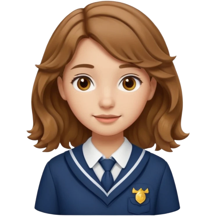 Quiero a una persona morena no tan morena , que sea una adolescente , que lleve uniforme escolar , con un pelo ondulado ,pero no regido , pero que tenga una sonrisa suave, pero que este con un fondo blanco. emoji