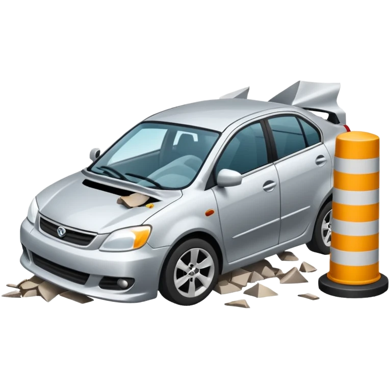 car crashed to a trafic barrier emoji
