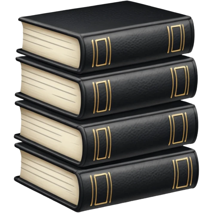 5 black and white books emoji
