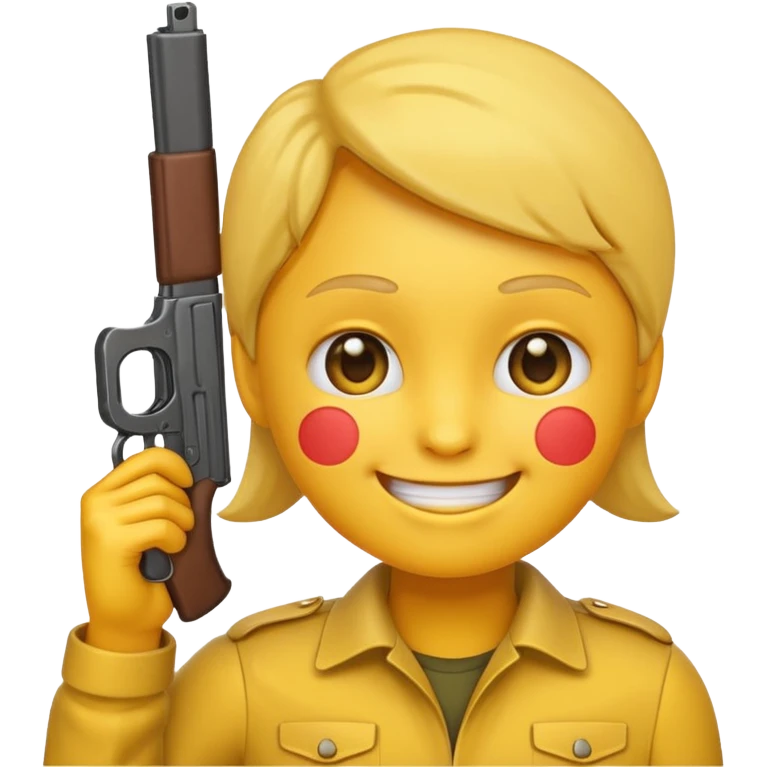 Create a smiling face emoji that’s holding a gun aimed to their forehead emoji