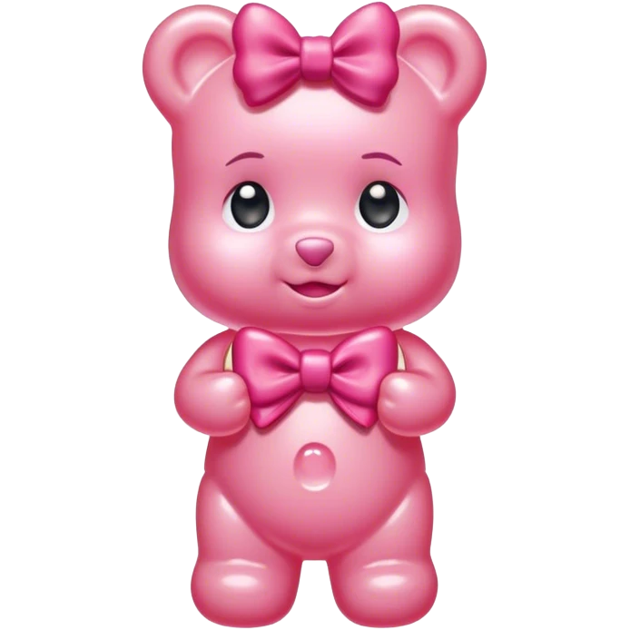 pink girl gummy bear with bow emoji