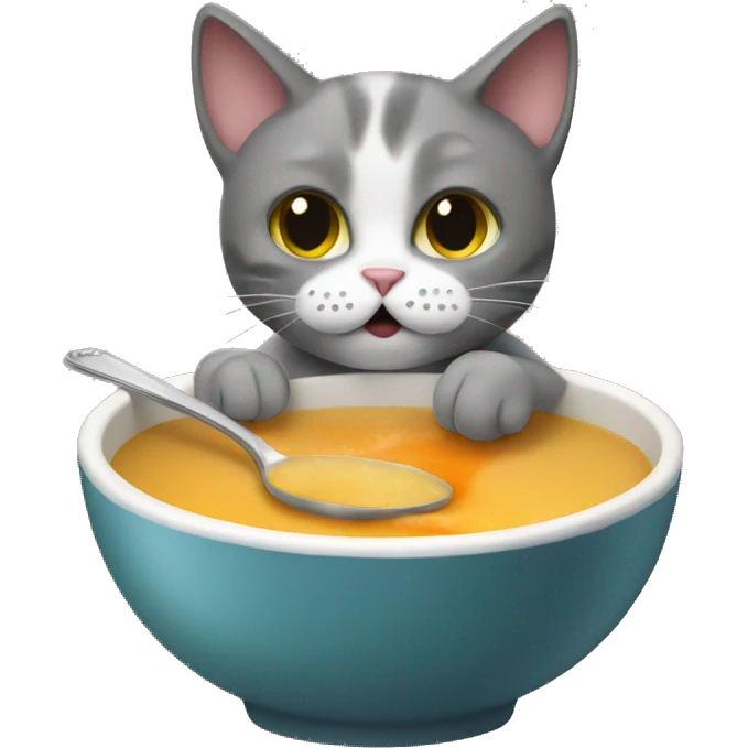 Cat eating soup emoji