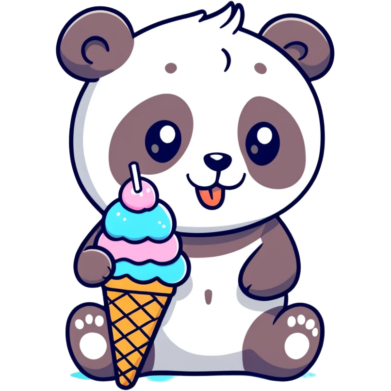 Panda eating ice cream emoji