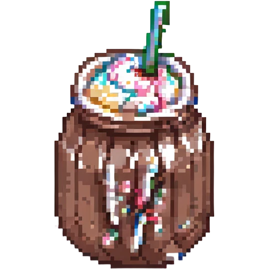 chocolate milkshake, pixel art style emoji