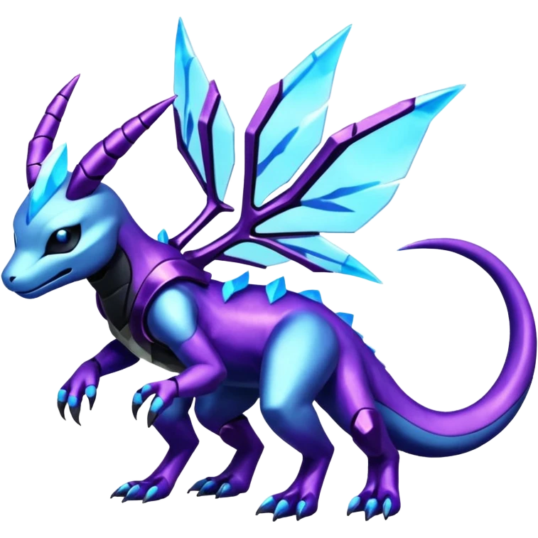 Shiny Futuristic Dusknoir-Salandit-Glaceon-Fakémon-hybrid-creature (full body)  emoji