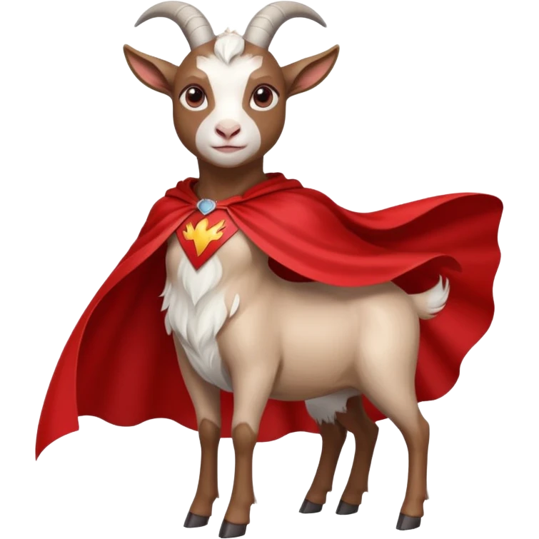 white female goat wearing a read cape like superman emoji