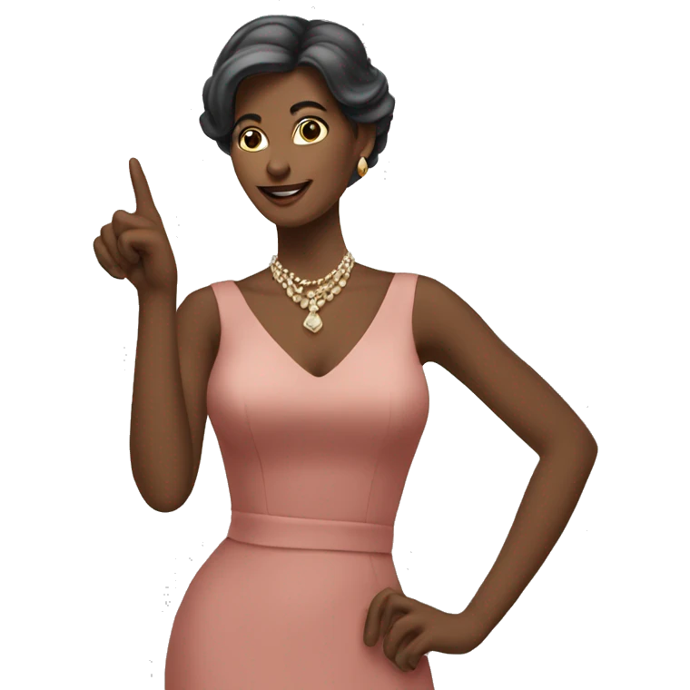 Elegant women pointing on cat emoji