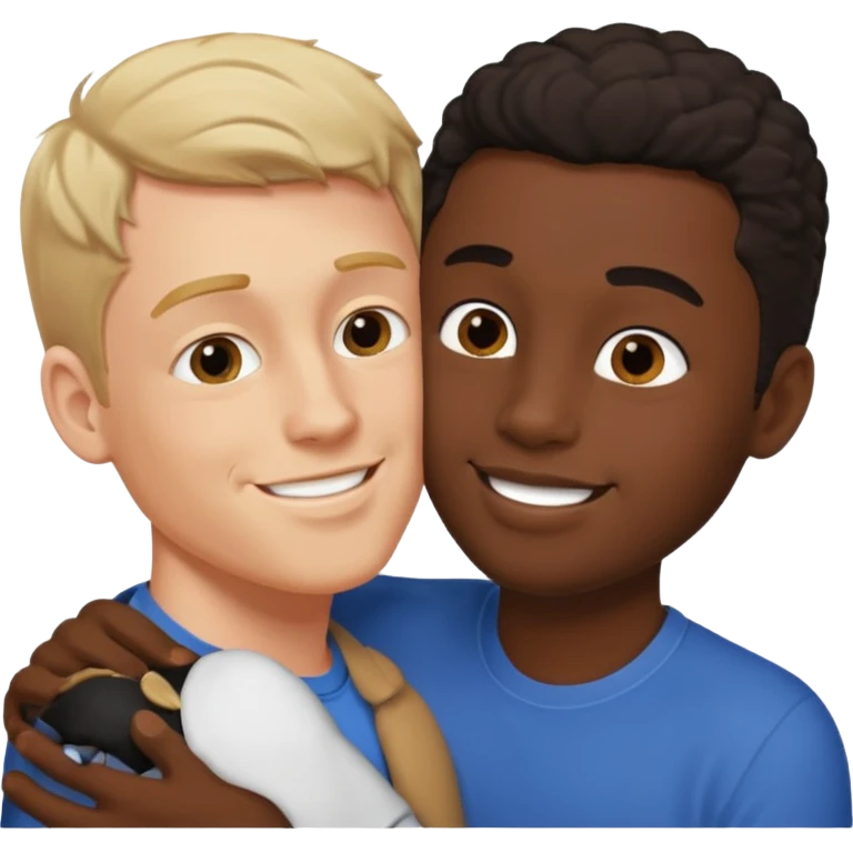 White male kissing black male emoji