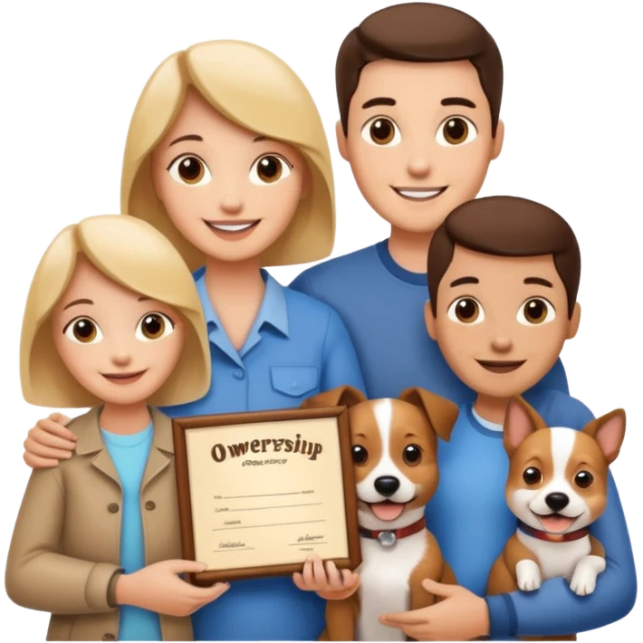 Certified Dog Owner Benefits, family, certificate, dog emoji